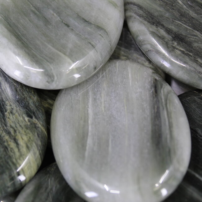 Green Hair Jasper Worry (Thumb Fidget Relaxation Pocket) Stones - Oval Large