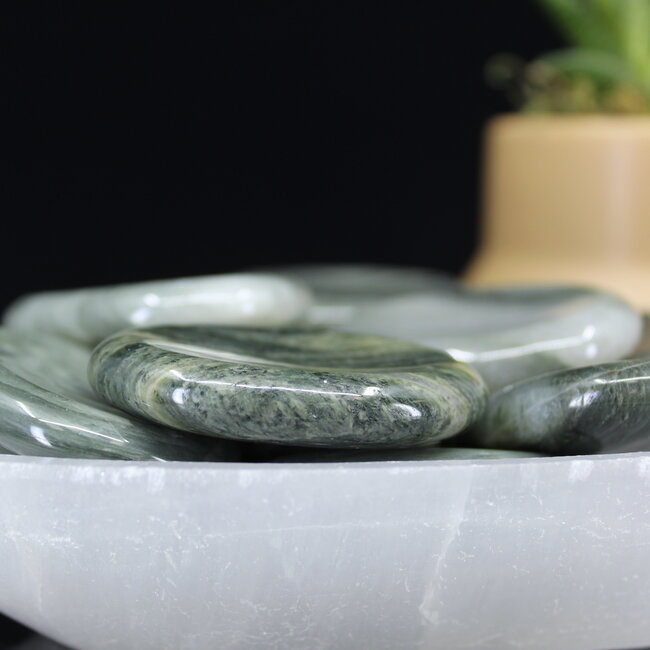 Green Hair Jasper Worry (Thumb Fidget Relaxation Pocket) Stones - Oval Large