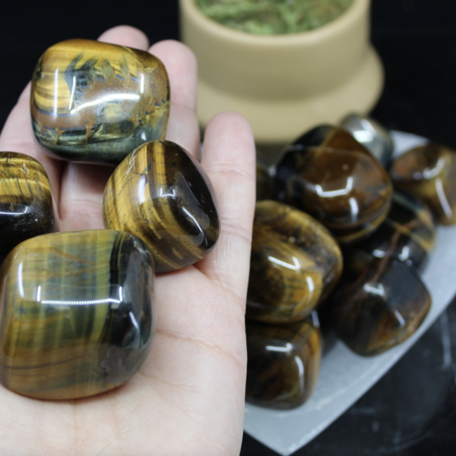 Blue Tigers Eye (Hawks Eye) Tumbled - XXL Jumbo