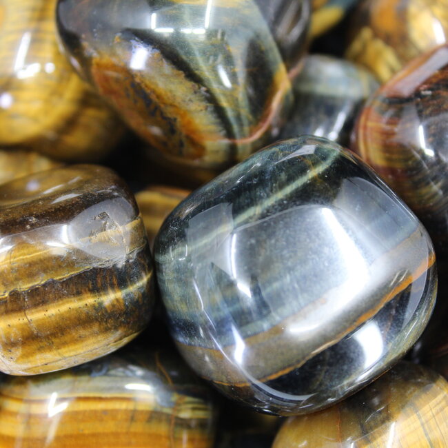 Blue Tigers Eye (Hawks Eye) Tumbled - XXL Jumbo