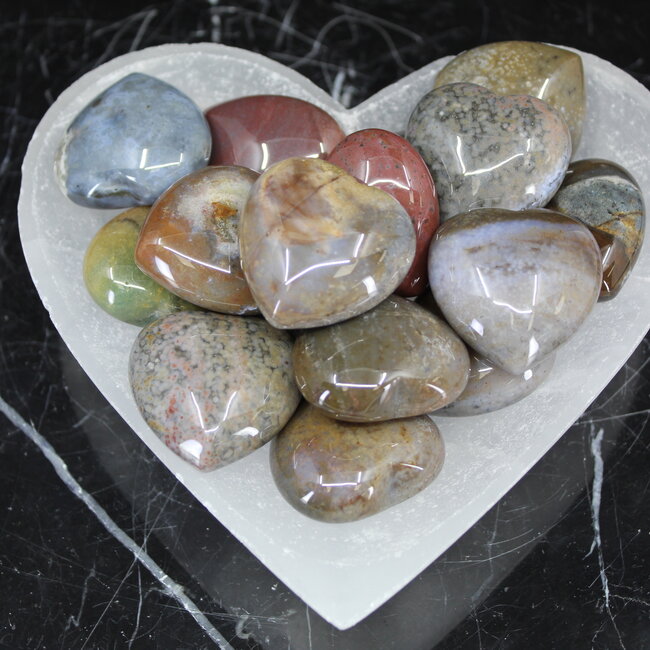 Ocean (Sea Sediment Marine) Jasper Hearts - Small (1.5")