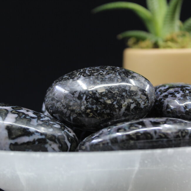 Indigo Gabbro (Mystic Merlinite) Palm Pillow Pocket Stone - XL