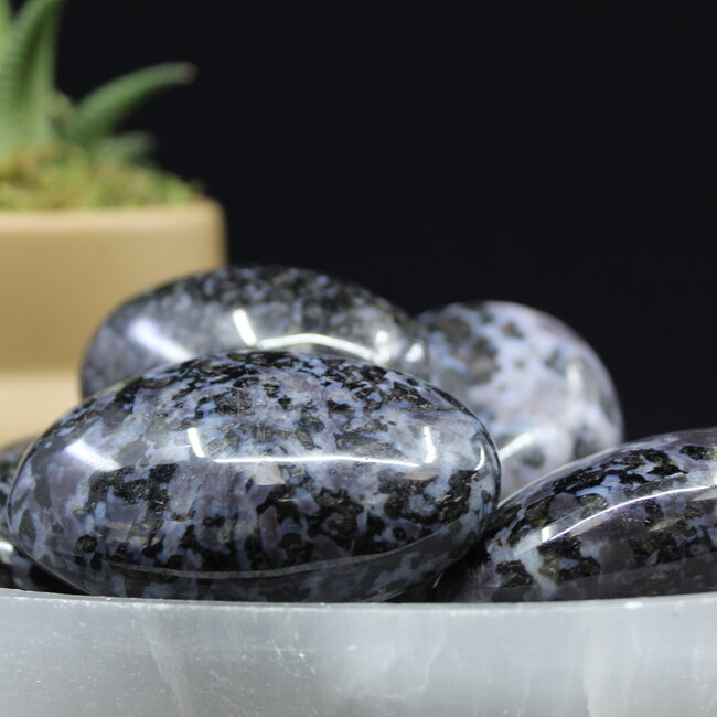 Indigo Gabbro (Mystic Merlinite) Palm Pillow Pocket Stone - XL