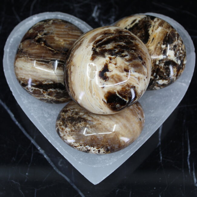 Chocolate (Coke) Calcite Palm Pillow Pocket Stone - Large