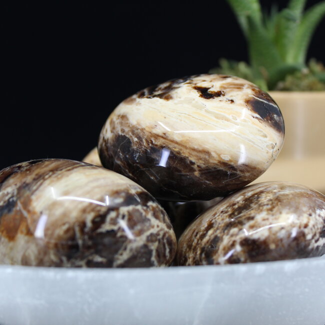 Chocolate (Coke) Calcite Palm Pillow Pocket Stone - Large