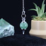 Green Aventurine Pendulums - Round Sephoroton Dowsing Divination Silver Chain - Gemstone Crystal