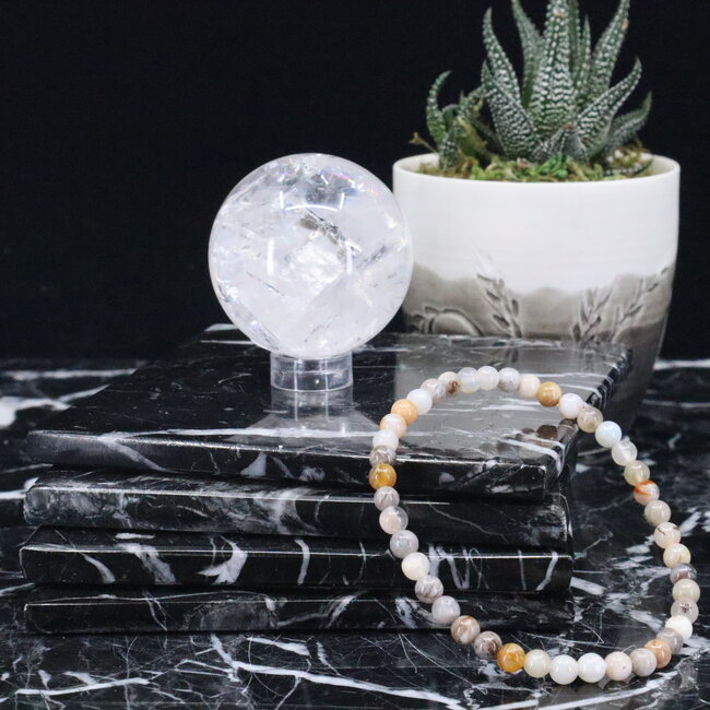 Bamboo Leaf Agate Bracelets - 4mm Mini