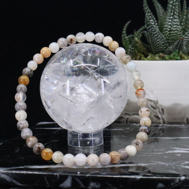 Bamboo Leaf Agate Bracelets - 4mm Mini