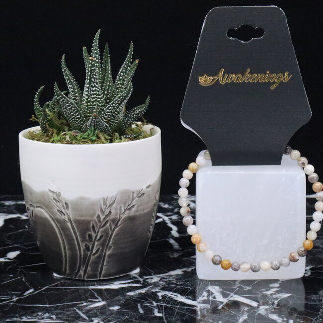 Bamboo Leaf Agate Bracelets - 4mm Mini