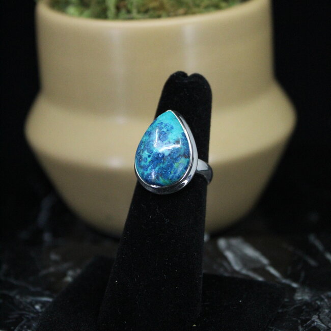 Shattuckite Ring - Size 5 - Sterling Silver Teardrop