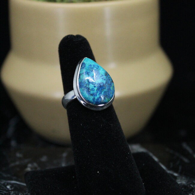 Shattuckite Ring - Size 5 - Sterling Silver Teardrop