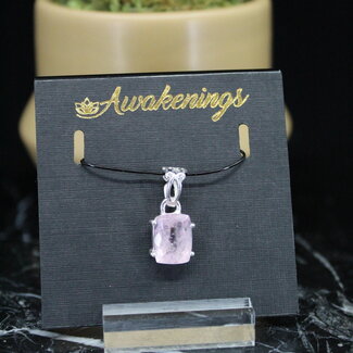 Pink Morganite Pendant #4 Faceted Filigree Rectangle Sterling Silver