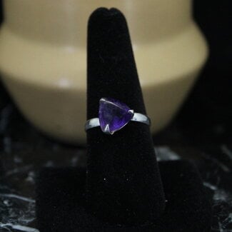 Amethyst Ring - Size 8 - Sterling Silver Triangle
