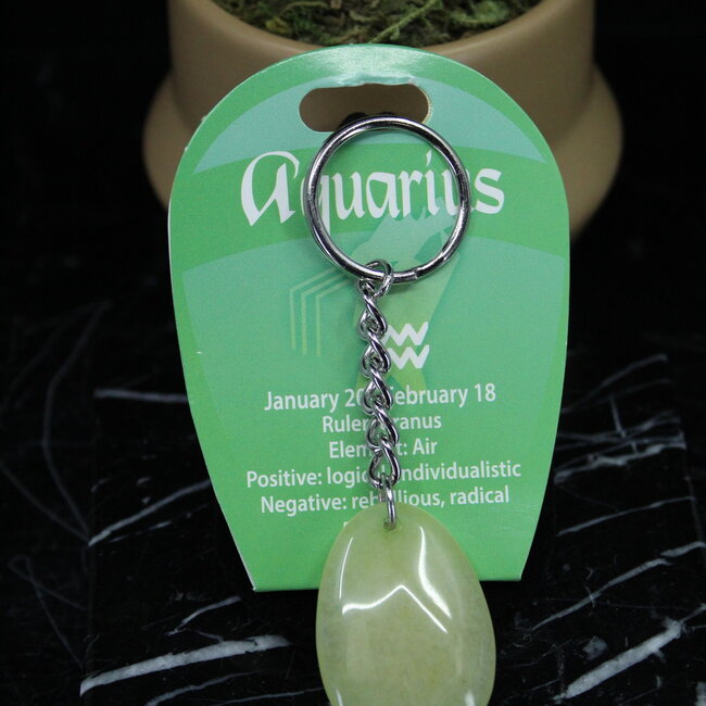 Aquarius  - Jade Zodiac Keychains - Astrology Sign