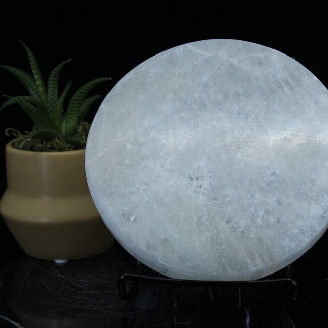 Selenite (Satin Spar Gypsum) Charging Disk  Plate - 6" Round Large