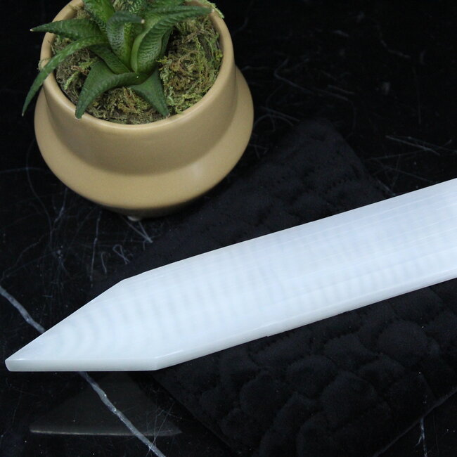 Selenite (Satin Spar Gypsum) Charging Bar Plate - 8" Pointed Flat