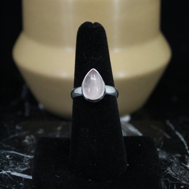 Rose Quartz Ring - Size 6.5 - Sterling Silver Teardrop