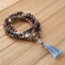 Evolving Mala- Silver & Sage (Fossil Coral, Aquamarine, Labradorite Clear Quartz)