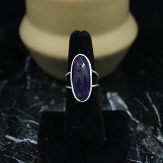 Amethyst Ring - Size 7 - Sterling Silver Large Oval