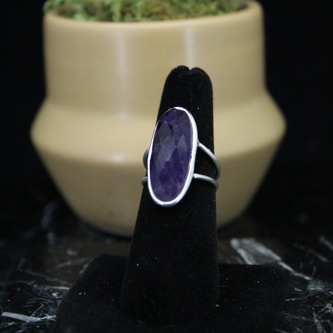 Amethyst Ring - Size 7 - Sterling Silver Large Oval