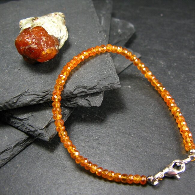 Spessartine Garnet Bracelet - 3mm Faceted Seed Beads
