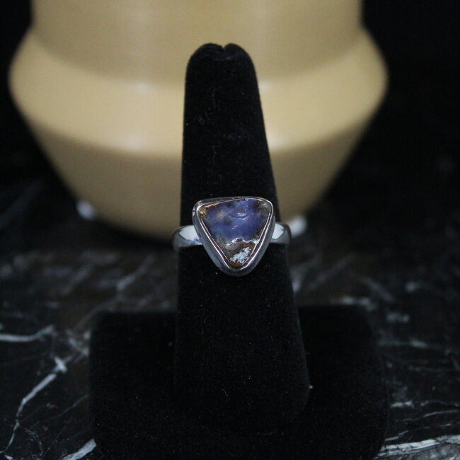 Boulder Opal Rings - Size 7 Triangle - Bezel Set - Sterling Silver