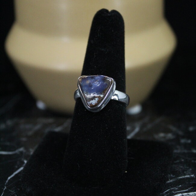 Boulder Opal Rings - Size 7 Triangle - Bezel Set - Sterling Silver