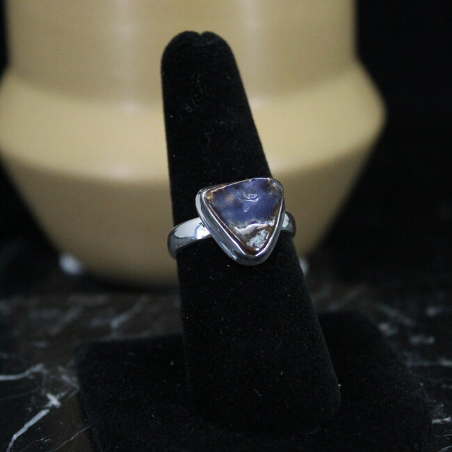 Boulder Opal Rings - Size 7 Triangle - Bezel Set - Sterling Silver