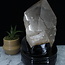 Smoky (Smokey) Quartz with Gold (Golden Rutile) Rutilated Quartz Specimen on Black Stand - Free Form Display