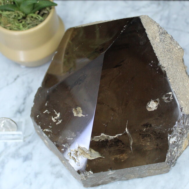Smoky (Smokey) Quartz Point with Phantom Inclusions - Specimen Display