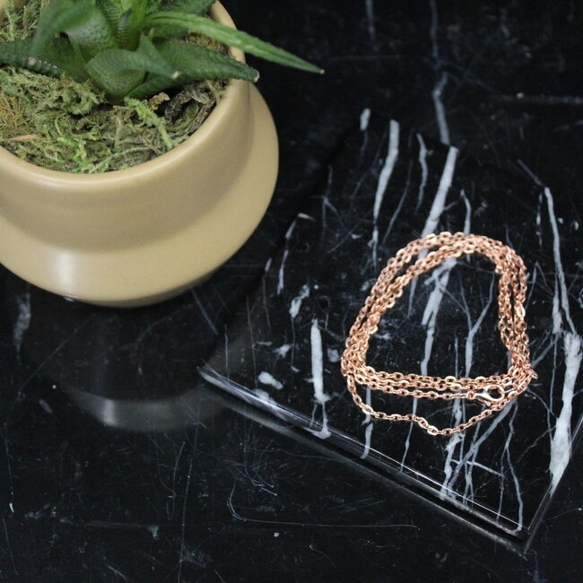Link Dainty Chain Necklace - Rose Gold 24"