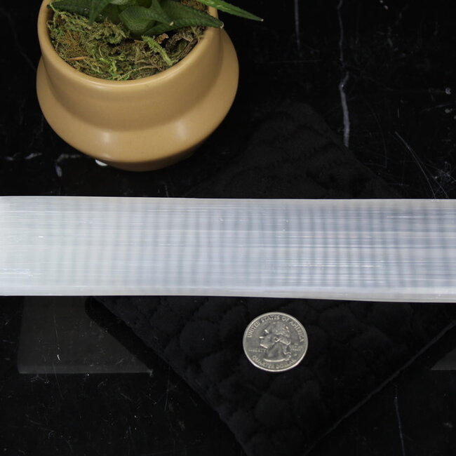 Selenite (Satin Spar Gypsum) Charging Bar Plate - 8" Plain Flat