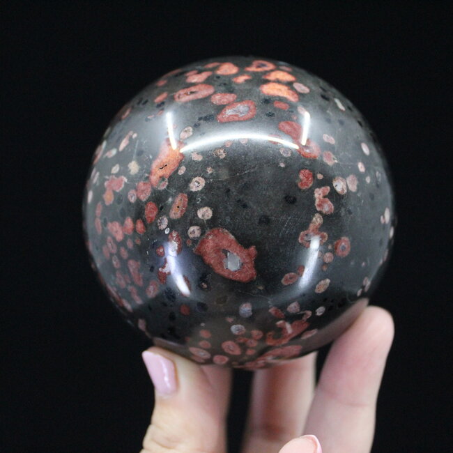 Black Plum Blossom Jade Sphere Orb - 80mm