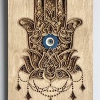 Hamsa with Evil Eye - 3D Wood Art