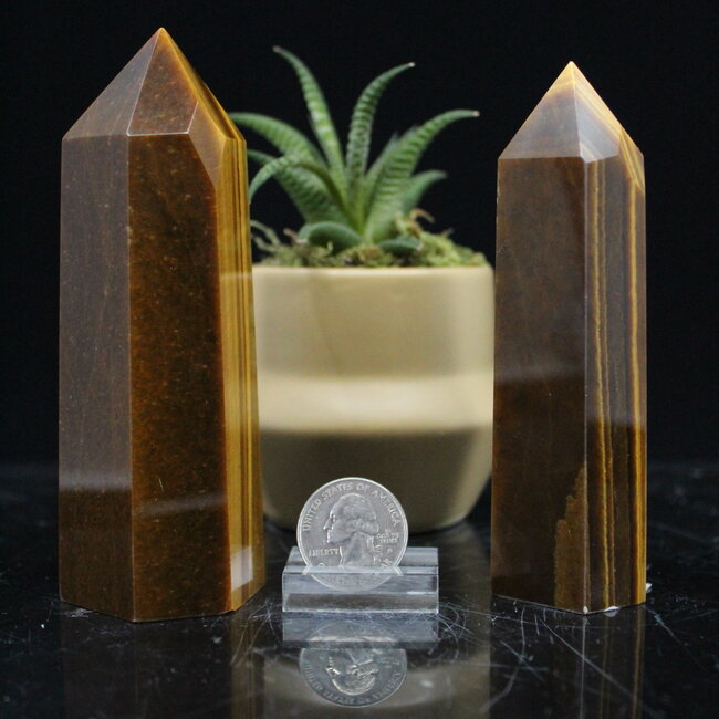 Gold & Blue Tigers Eye Towers Generators Points -XL Extra Large 5-6"