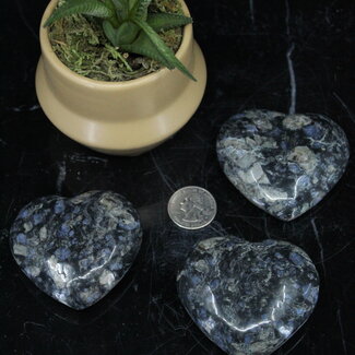 Que Sera (Quesera Blue Opal Llianite Galaxy Rhyolite Liberite Glaucophane) Hearts - Large 2-3"