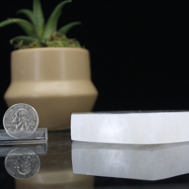 Selenite (Satin Spar Gypsum) Charging Disks Plates Station - 3.5" Hexagon Medium