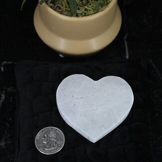 Selenite (Satin Spar Gypsum) Heart Charging Plate - 2.5" Small