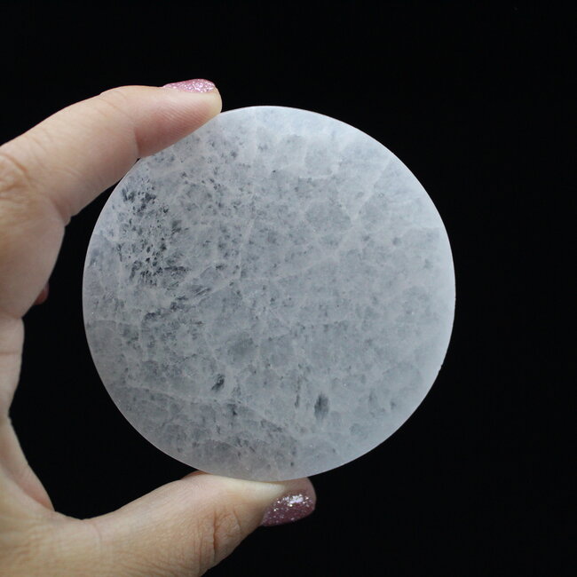 Selenite (Satin Spar Gypsum) Charging Disks Plates Station - 2.5" Round Small