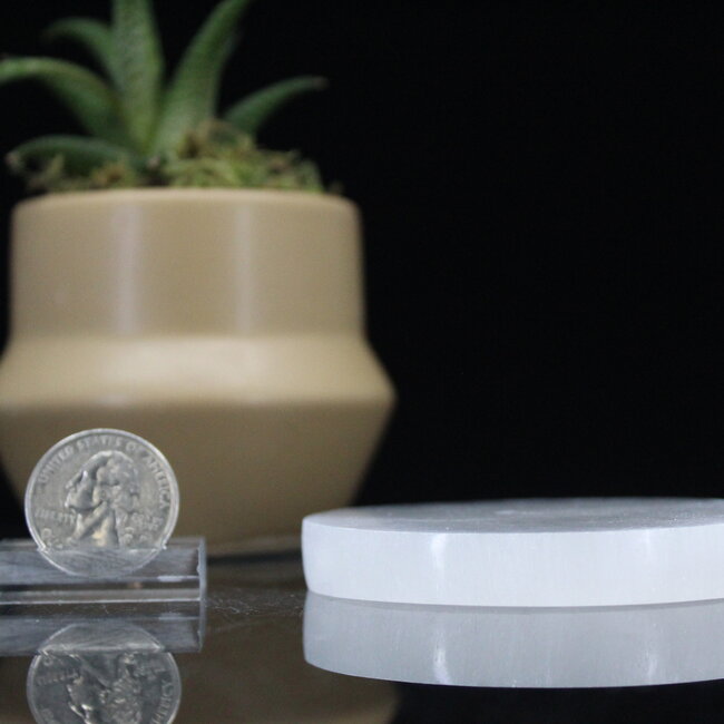 Selenite (Satin Spar Gypsum) Charging Disks Plates Station - 2.5" Round Small