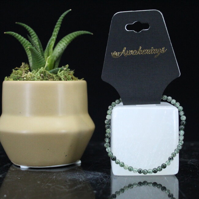 Green Rutilated Rutile Quartz Bracelets - 4mm Mini Epidote Inclusions