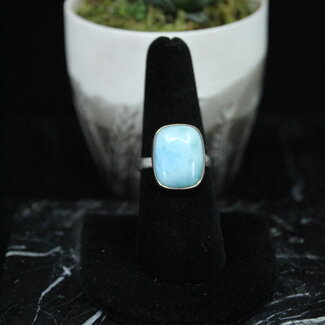 Larimar Ring - Size 7.5 - Sterling Silver Rectangle
