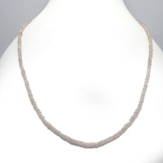 Rose Quartz Beaded Necklace -16-18" Double Strand Adjustable - Faceted Sterling Silver Toggle Clasp