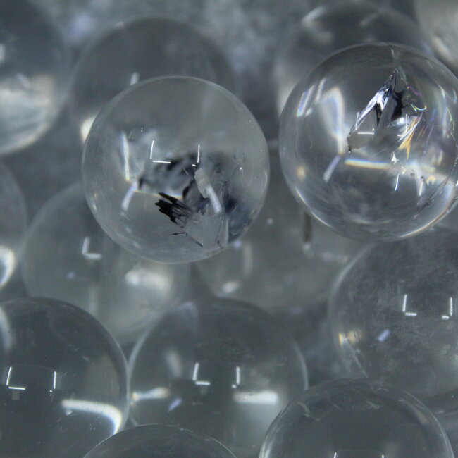 Clear (Crystal) Quartz Sphere Orb with Blue Angel Feather Inclusion - 20-25mm & Sphere Stand