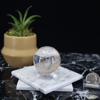Clear Quartz Sphere Orb - 45mm & Sphere Stand