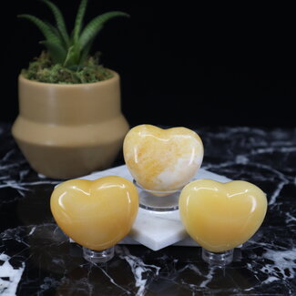 Yellow Calcite Puffy Hearts - Medium 1.5"