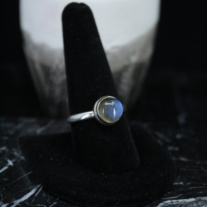 Blue Labradorite Ring - Size 10 - Sterling Silver Round