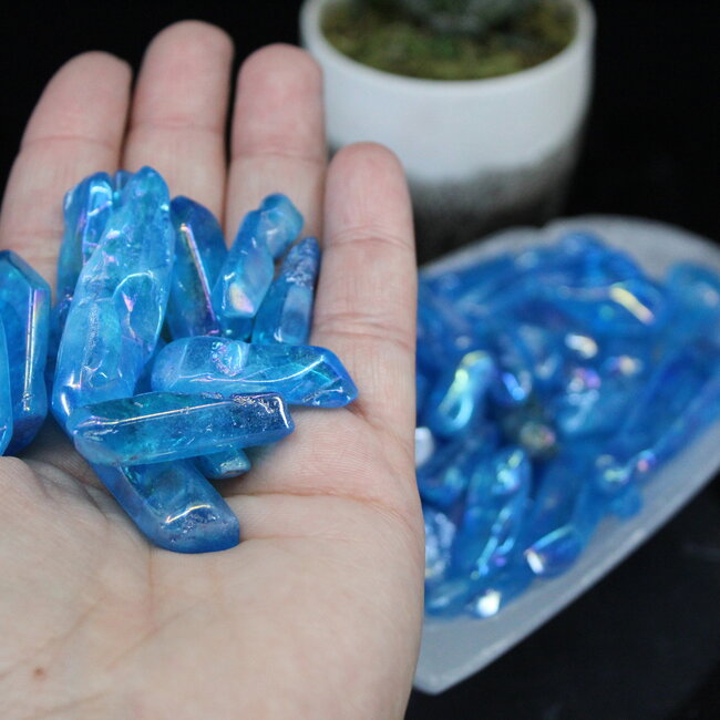 Blue Aura Quartz (Titanium) Points - Clear Medium