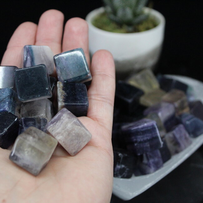 Rainbow Fluorite Cubes 1"