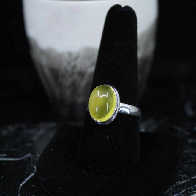 Baltic Amber Ring - Size 9 - Sterling Silver Oval